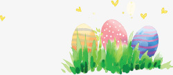 美丽草丛手绘草丛中的美丽彩蛋矢量图高清图片