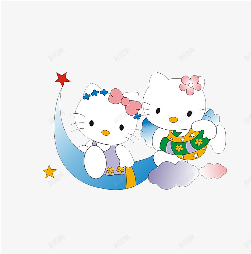 月亮上的小猫咪png免抠素材_88icon https://88icon.com 卡通 小猫 手绘 月亮