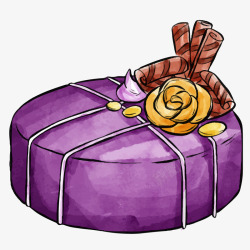 高清晰水彩风手绘生日紫色蛋糕矢量图高清图片