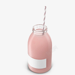 草莓牛奶瓶子素材