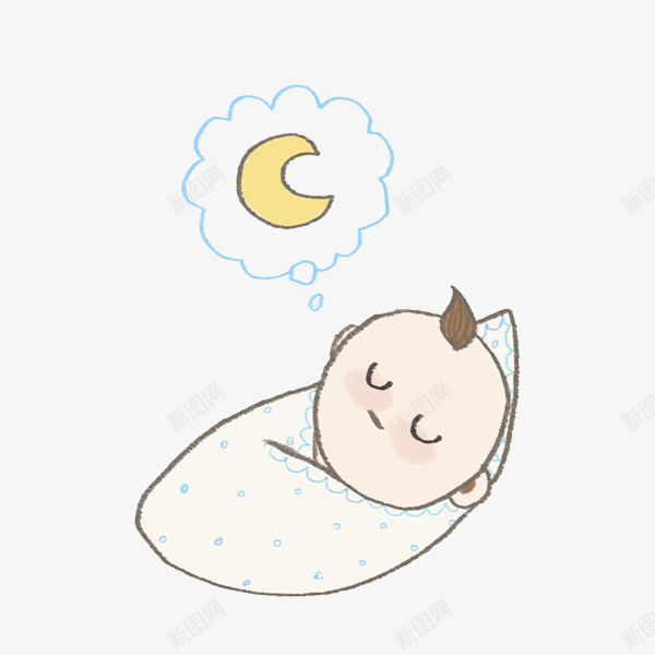 睡觉的婴儿png免抠素材_88icon https://88icon.com 乖巧的 卡通 婴儿 插图 月亮 熟睡的 睡觉的