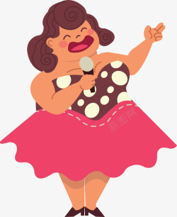演唱歌曲的胖女人矢量图素材