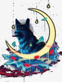 狼和月亮素材