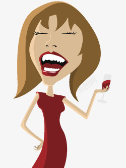 卡通人物插图喝醉酒的女人素材