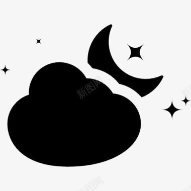 新月月亮星星和云图标图标