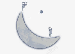 宇航PNG图月亮和宇航员高清图片