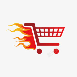 卡通超市购物车火焰装饰矢量图素材