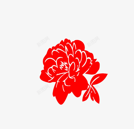 红色牡丹剪纸窗花png免抠素材_88icon https://88icon.com 中国风 牡丹 窗花 红色 花卉