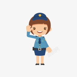 卡通手绘美丽的警察素材