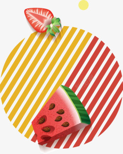 彩色竖条草莓西瓜图案素材
