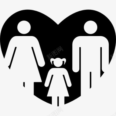 夫妇带着女儿在心脏图标图标