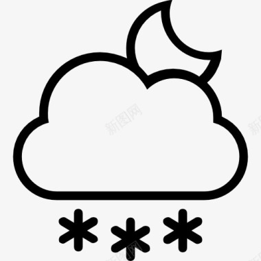 雪天气行程概述雪夜中风天气符号图标图标