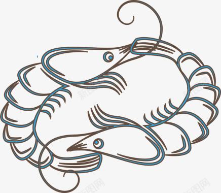 手绘卡通羊龙虾动物标识元素矢量图图标图标
