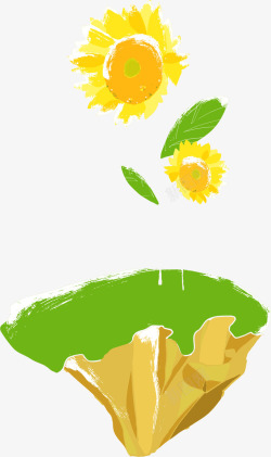 黄色水彩太阳花素材