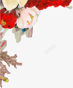 红色中国风牡丹花朵素材