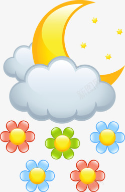 双色花朵天气图标图标