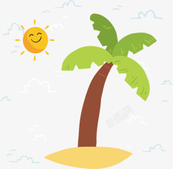 浪漫海岛太阳椰子树矢量图素材