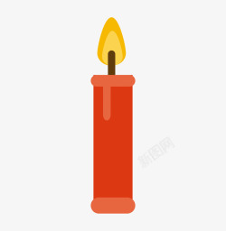 一只红色的蜡烛卡通图素材