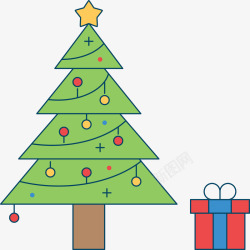 圣诞节扁平化圣诞树矢量图素材