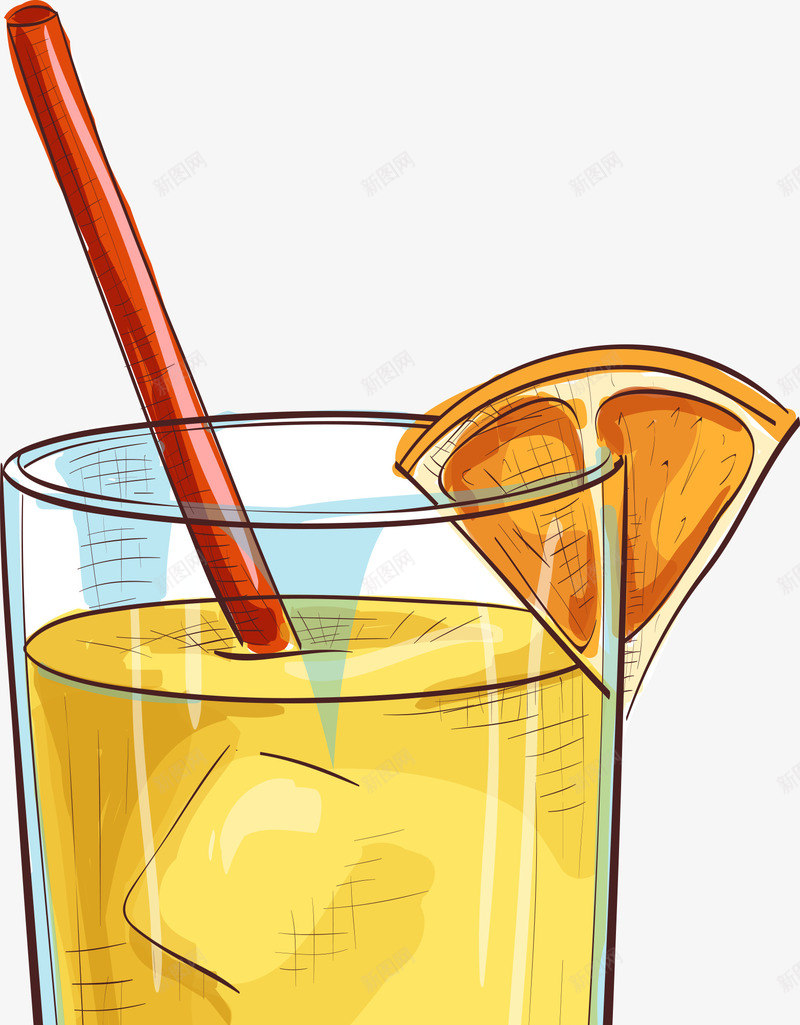卡通冰块橙汁简图png免抠素材_88icon https://88icon.com 冰块 冰镇 冷饮 吸管 杯子 橙子 橙汁 美味的