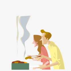 烧烤撸串人物插画矢量图素材