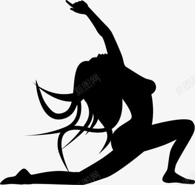 动作跳舞的女人黑色剪影图标图标