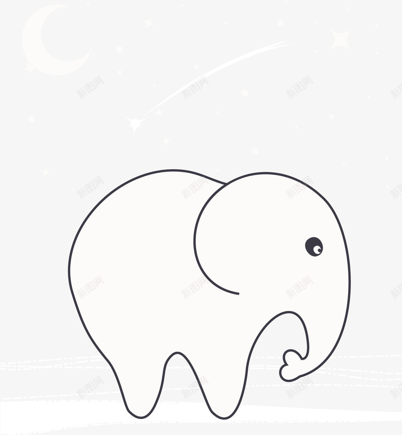 卡通手绘大象星星月亮png免抠素材_88icon https://88icon.com 卡通 大象 手绘 星星 月亮