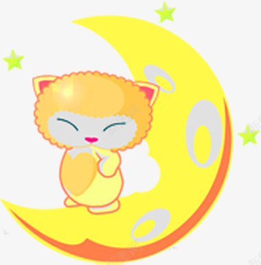 黄色卡通可爱月亮动物png免抠素材_88icon https://88icon.com 动物 卡通 可爱 月亮 黄色