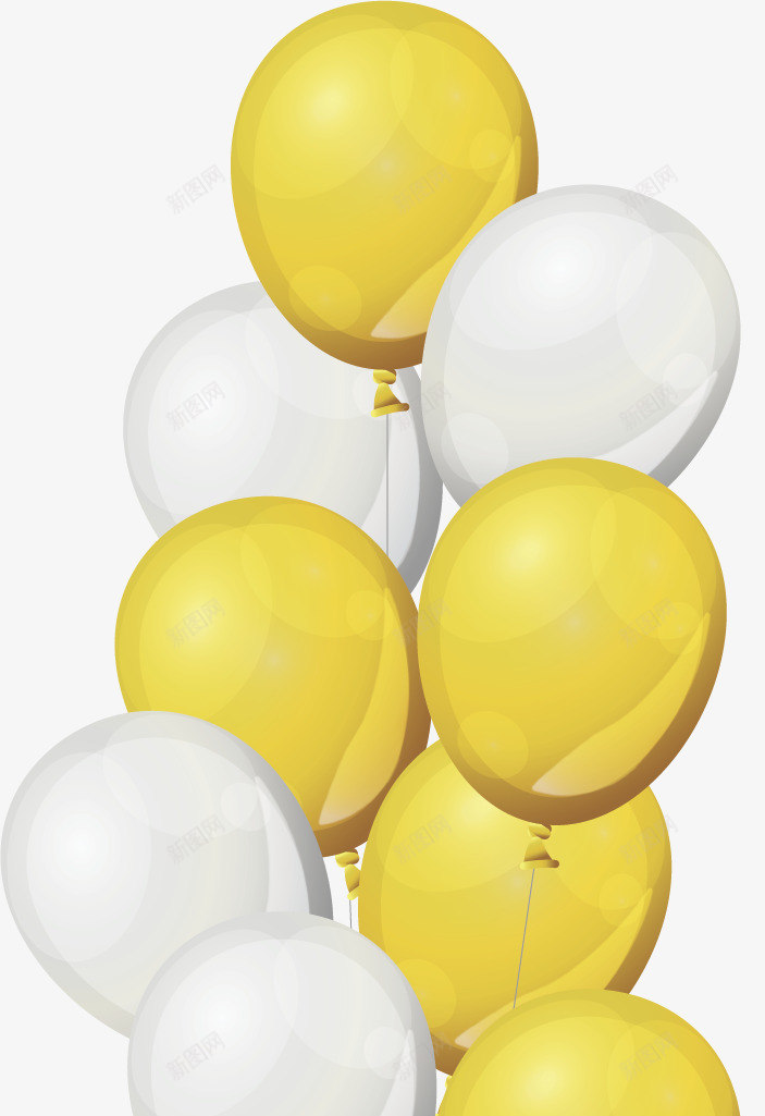 一大束美丽的气球矢量图ai免抠素材_88icon https://88icon.com 一束气球 儿童节 气球 气球束 矢量png 黄白色 矢量图