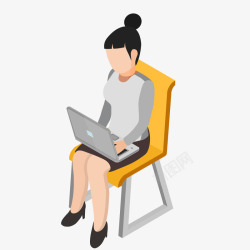 女人电脑坐在凳子上玩电脑的人高清图片