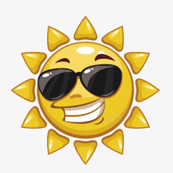 开心的阳光戴墨镜的卡通太阳高清图片