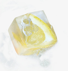 冰块中的柠檬素材