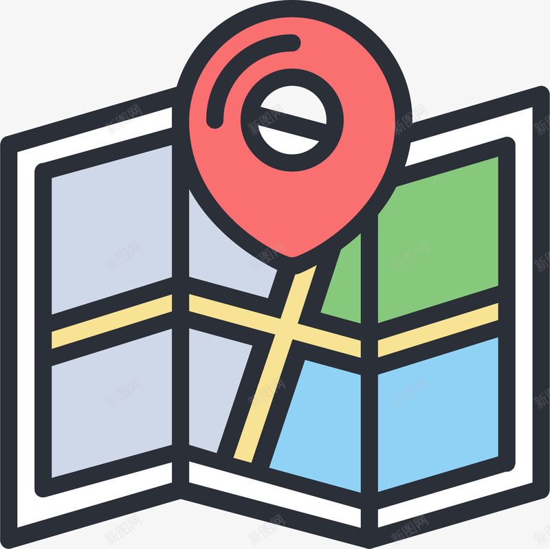 卡通地图定位png免抠素材_88icon https://88icon.com 地图 导航 户外 手绘卡通 旅游度假 矢量图案