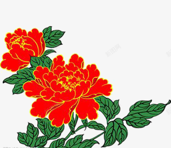 牡丹花开png免抠素材_88icon https://88icon.com 工笔画 牡丹花 红色 雍容华贵