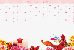 牡丹粉色珠帘蜡烛装饰背景素材