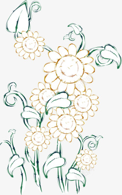 手绘卡通向日葵花朵图素材