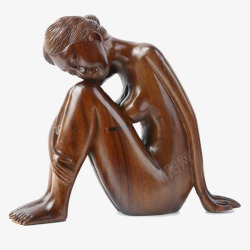 木雕工艺品坐着的女人素材
