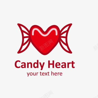 招牌卡通扁平化红色心形零食logo图标图标