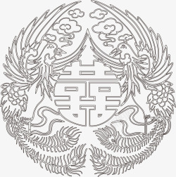 古典花纹喜字装饰图案矢量图素材