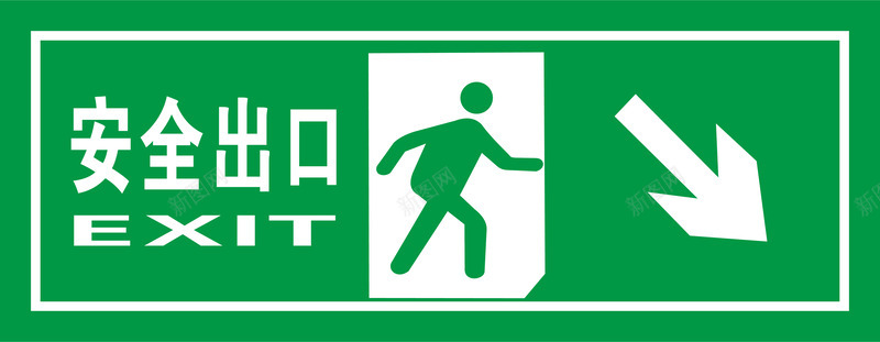 水彩绿色绿色安全出口指示牌向右安全图标图标