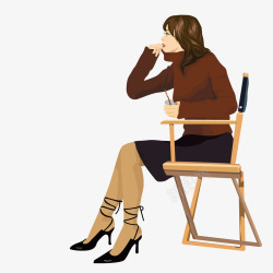 穿着毛衣坐在椅子上思考的女人素材