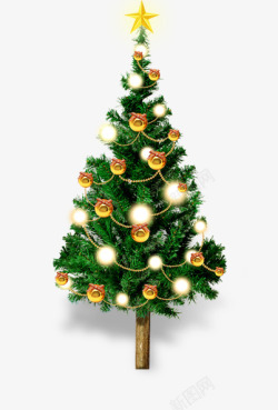 圣诞闪光发光彩球树素材