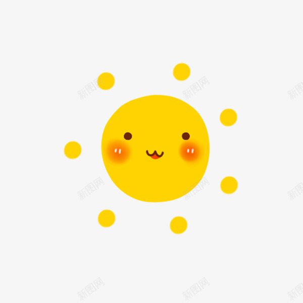 黄色卡通笑脸太阳png免抠素材_88icon https://88icon.com 卡通 可爱脸 太阳 手绘 笑脸 黄色