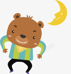 月亮上跳舞卡通小熊高清图片