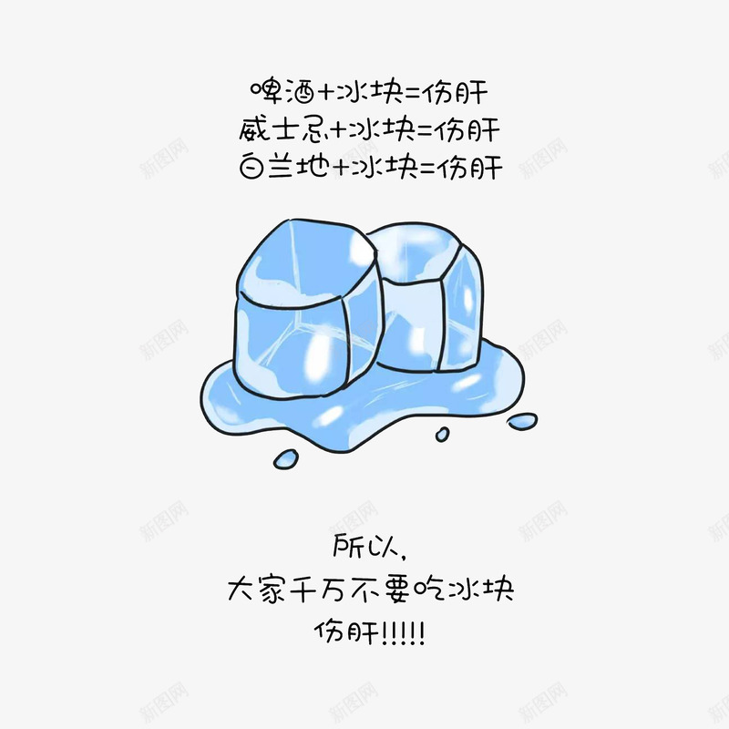 卡通吃冰块伤肝png免抠素材_88icon https://88icon.com 不健康行为 养身保健 卡通冰块 吃冰块伤肝