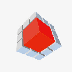 红色方块拼接方体素材