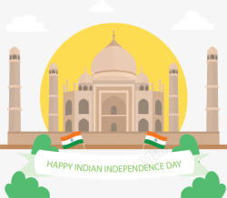 印度泰姬陵独立日海报矢量图素材