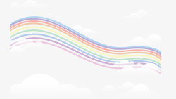 云端漂浮的七色彩虹矢量图素材