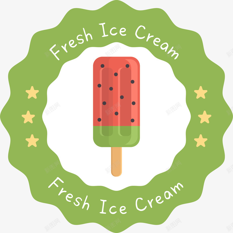 绿色西瓜冰棒标签png免抠素材_88icon https://88icon.com 冰淇淋 标签 矢量图案 绿色 西瓜 贴纸 雪糕甜品