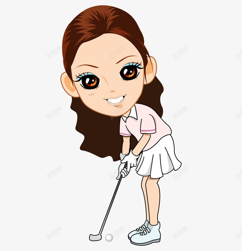 卡通打高尔夫的女人png免抠素材_88icon https://88icon.com 人物插图 创意 动漫动画 卡通人物 手绘 打高尔夫的女人